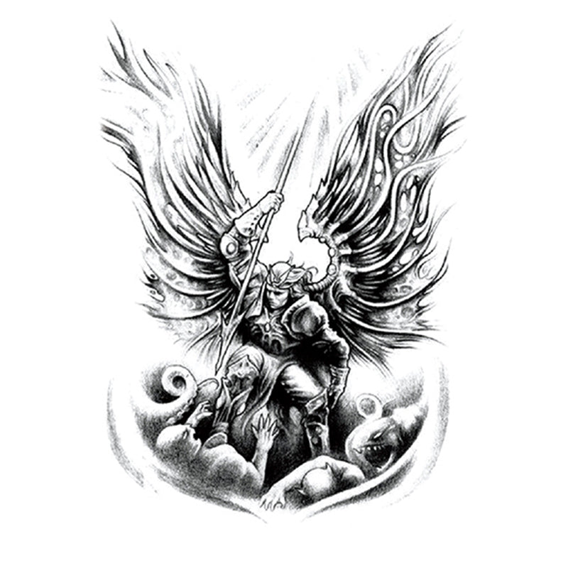 angel vs demon tattoo drawing
