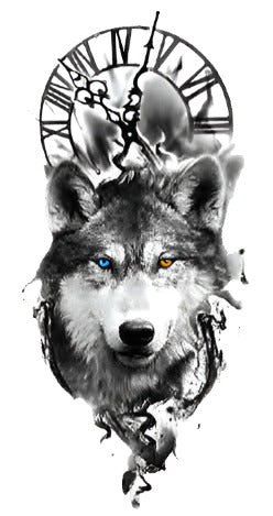 Wolf Clock - Boston Temporary Tattoos