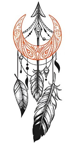 Moon Phase Feather - Boston Temporary Tattoos