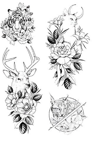Deer & Flower - Boston Temporary Tattoos
