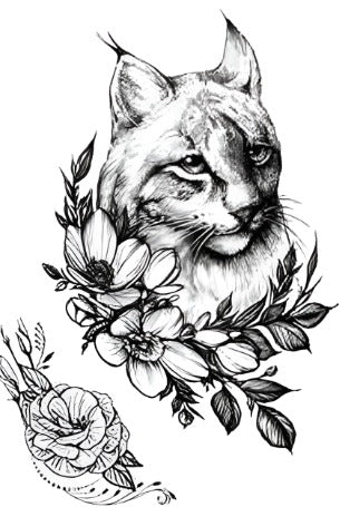 Floral Cat - Boston Temporary Tattoos