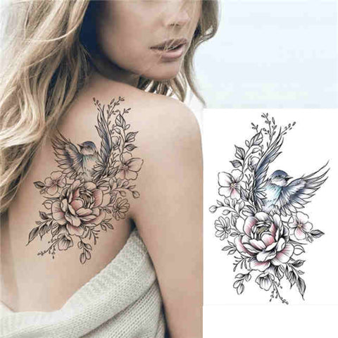 Floral Bird - Boston Temporary Tattoos