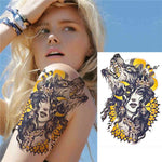Wolf Woman & Moon - Boston Temporary Tattoos
