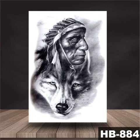 Indian Wolf - Boston Temporary Tattoos
