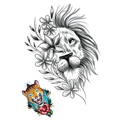lion Flower  - Boston Temporary Tattoos