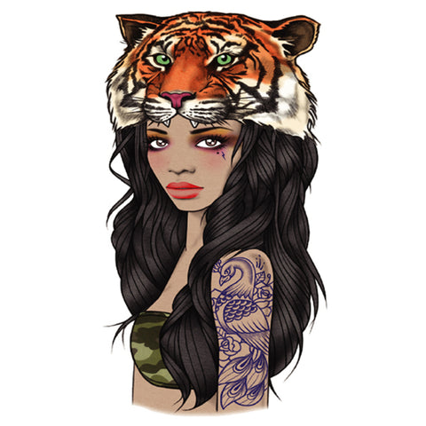 Tiger Head Flash - Boston Temporary Tattoos