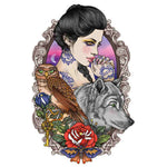 Woman Wolf & Owl - Boston Temporary Tattoos