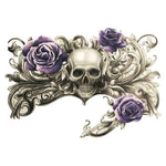 Skull with Purple Roses - Boston Temporary Tattoos