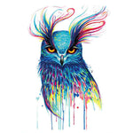 Colored Owl - Boston Temporary Tattoos